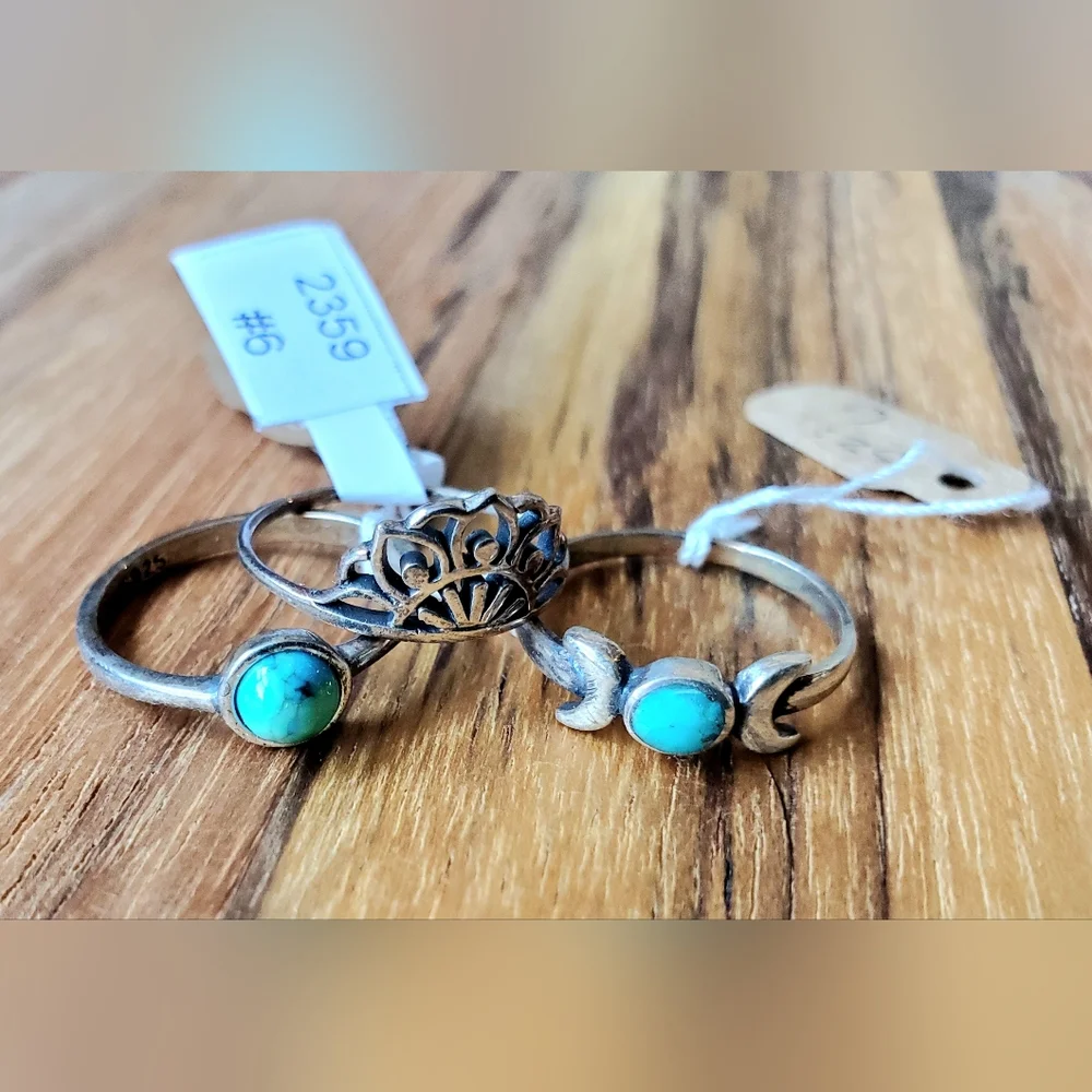Silver Turquoise Ring Set - Picture 1 of 3
